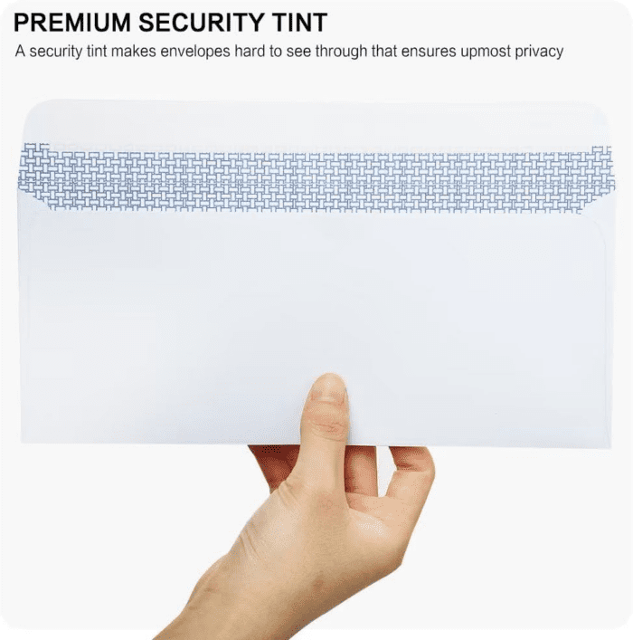 #10 Security Self-Seal Envelopes, No.10 Windowless Bussiness Envelopes, Security Tinted with Printer Friendly Design - Size 4-1/8 X 9-1/2 Inch - White - 24 LB - 500 Pack - Image 3