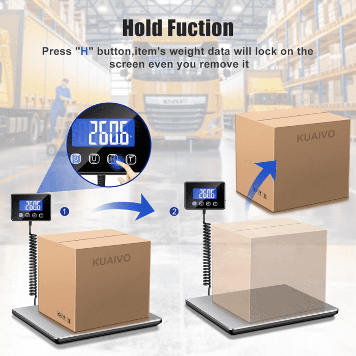 Shipping Scale, 660Lbs Heavy Duty Digital Postal Scale for Packages, 0.35Oz High Accurate Postage Scale for Small Business, Luggage, Home Use, Battery & Charging Cable Include - Image 4