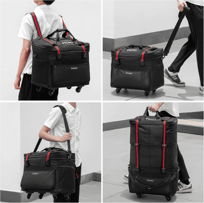 Travel Bag with Wheels Expandable Foldable Luggage Bag Collapsible Rolling Travel Bag Duffel Bag Large Capacity Suitcase for Men Women, Black - Image 4