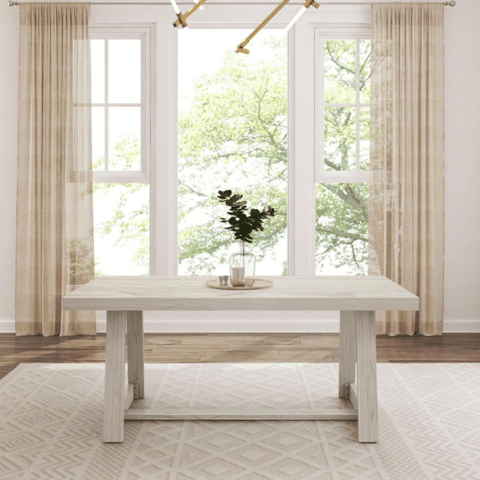 72 Inch Farmhouse Dining Table, Large Wooden Rectangular Dinner Table for Dining Room, Home Office, Living Room Furniture, Easy Assembly, White Sand Wirebrush - Image 5