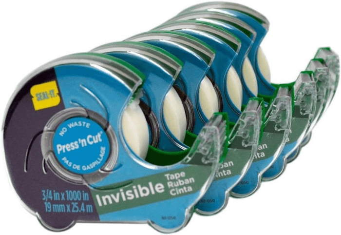 Invisible Stationery Tape 3/4 X 1000 Inches on Press N' Cut Dispenser, Pack of 6 Total 6000 Inches, White (62452) - Image 2