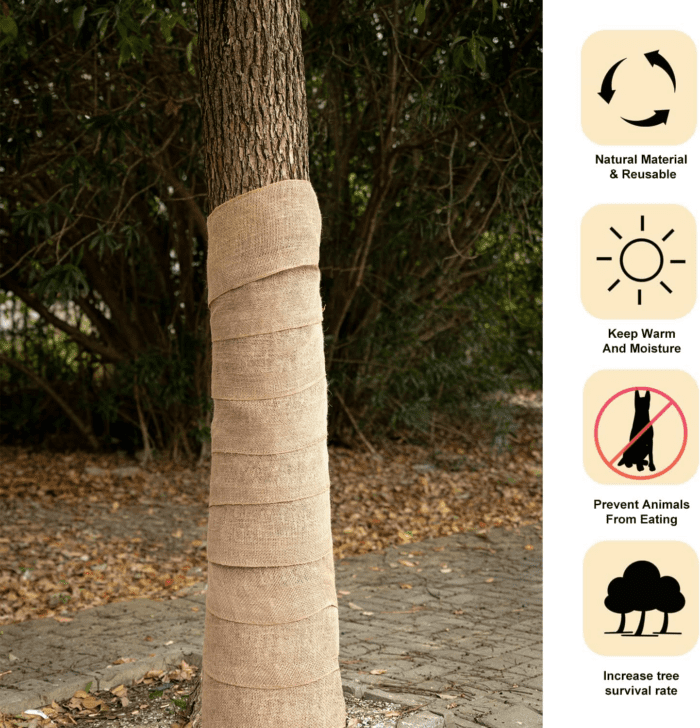 2 Rolls Burlap Tree Protector Wraps, 7.8" × 9.8' Winter Tree Trunk Guards Protector Wrap Burlap Fabric Garden Plants Tree Wrap Antifreeze Bandage Bark Protector Wrap for Keeping Warm and Moisturizing - Image 5