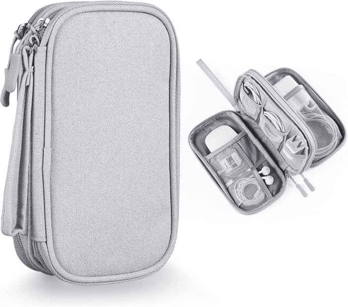 Electronics Accessories Organizer Pouch Bag, Designed for Power Adapter/Charger/Cables/Mouse, for Travel (Light Grey)