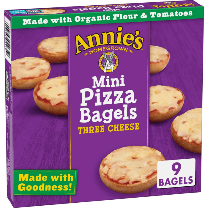 Annie'S Three Cheese Mini Frozen Pizza Bagels, 9 Bagels, 6.65 Oz