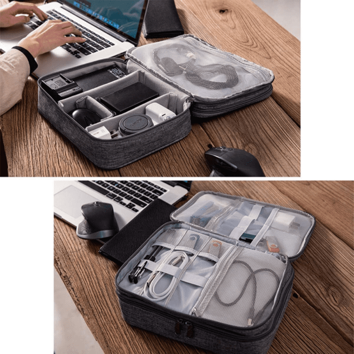 Electronics Organizer,  Electronic Accessories Bag Travel Cable Organizer Three-Layer for Ipad Mini, Kindle, Hard Drives, Cables, Chargers - Image 6