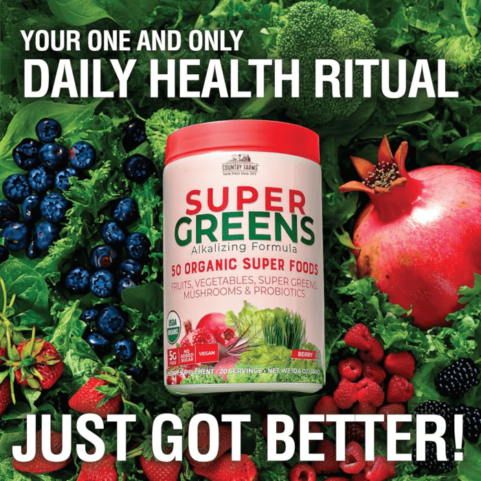 Organic Super Greens Berry Flavor, 50 Organic Super Foods, Packed with Fiber, USDA Organic Drink Mix, Fruits, Vegetables, Mushrooms & Probiotics, Supports Energy, 5G Fiber - Image 5