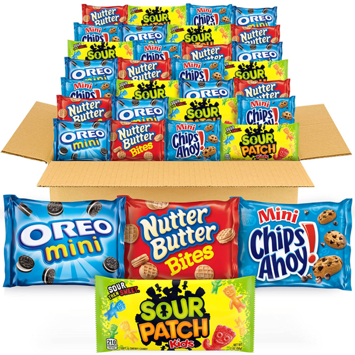 Mini Cookies, CHIPS AHOY! Mini Cookies, SOUR PATCH KIDS Candy & Nutter Butter Bites Cookies & Candy Variety Pack, 32 Snack Packs