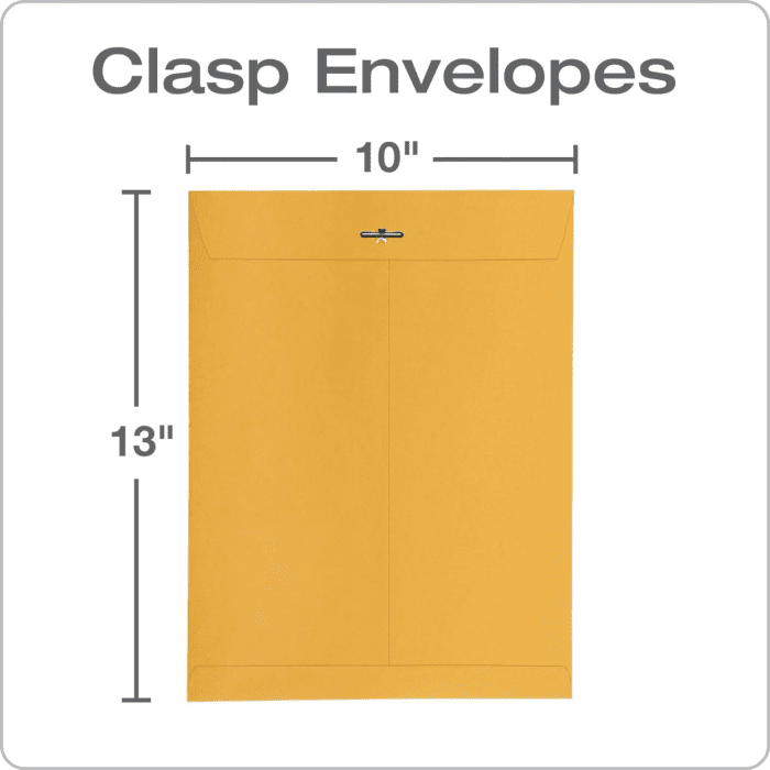 10 X 13 Clasp Envelopes, Gummed, Moisture-Activated Adhesive for Permanent Secure Seal, 28 Lb Paper, Brown Kraft, 100/Box (QUA37897) - Image 3