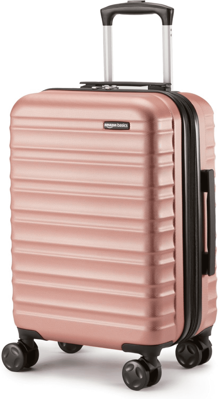 21-Inch Hardside Carry-On Luggage, Hardshell Suitcase with Wheels, Expandable for up to 25% More Space, with Scratch-Resistant Surface, Four Multi-Directional Wheels, Rose Gold