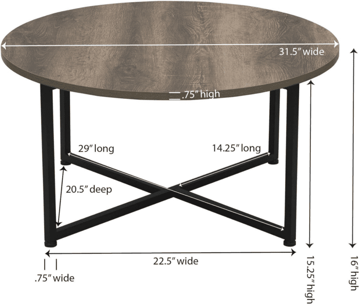 Jamestown round Coffee Table Ashwood Rustic Wood Grain and Black Metal 31.5 X 31.5, Taupe - Image 3