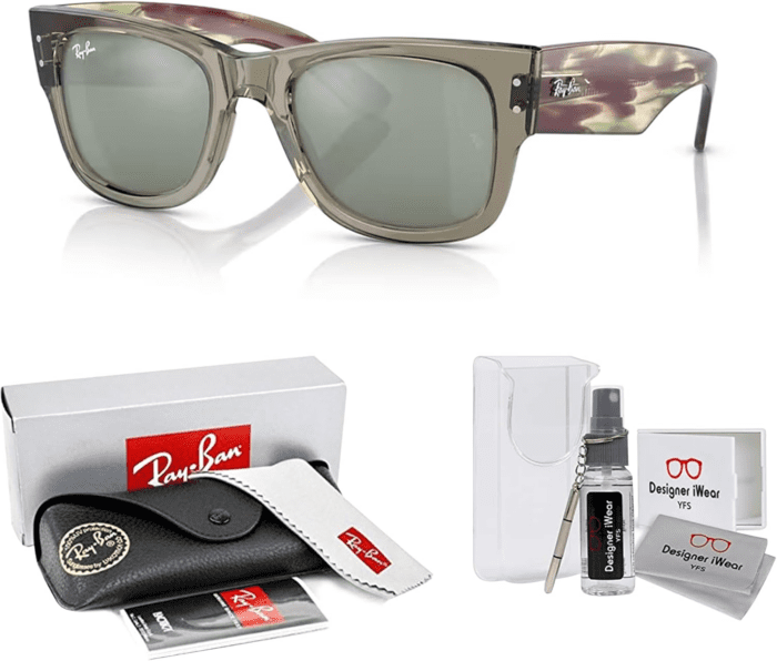 Mega Wayfarer RB0840SF Square Asian Fit Low Bridge Sunglasses for Men for Women + BUNDLE with DIW Kit - Image 2