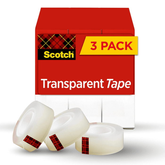 Transparent Tape, 3/4 in X 1000 In, 3 Boxes/Pack (600K3)