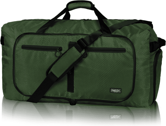 65L Duffle Bag with Shoes Compartment, Foldable Travel Duffel Bags for Men Women, Large Packable Travel Bag Water Repellent & Tear Resistant (Green)