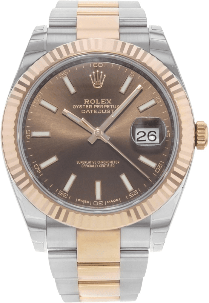 Datejust Ii 41Mm Chocolate Dial Rose Gold and Steel Men'S Watch 126331