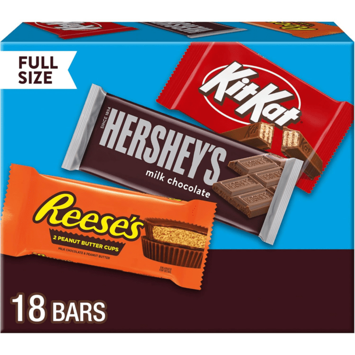 , KIT KAT and REESE'S Assorted Milk Chocolate Candy Variety Box, 27.3 Oz (18 Count)