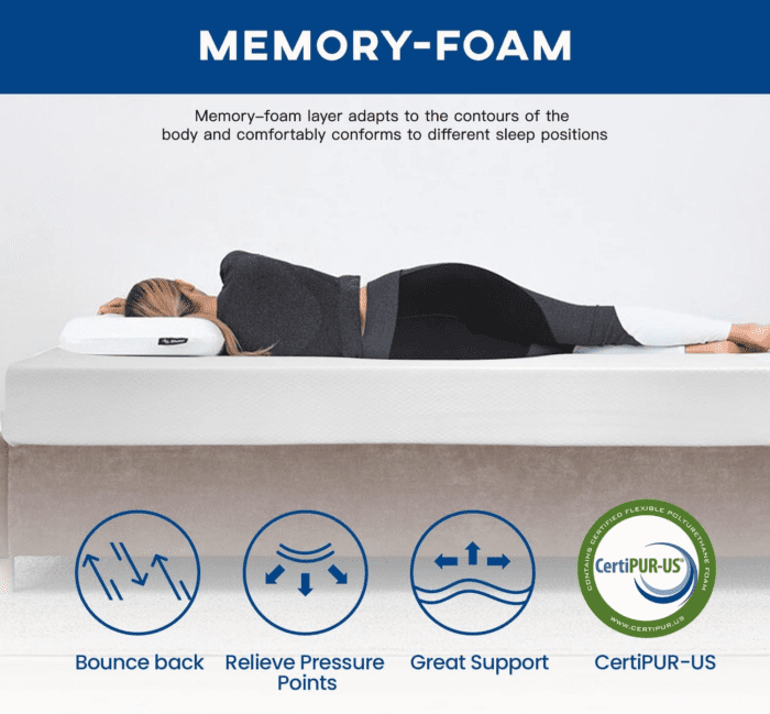 6/8/10/12 Inch Gel Memory Foam Mattress for Cool Sleep & Pressure Relief, Medium Firm Mattresses Certipur-Us Certified/Bed-In-A-Box/Pressure Relieving (10 In, Queen) - Image 4