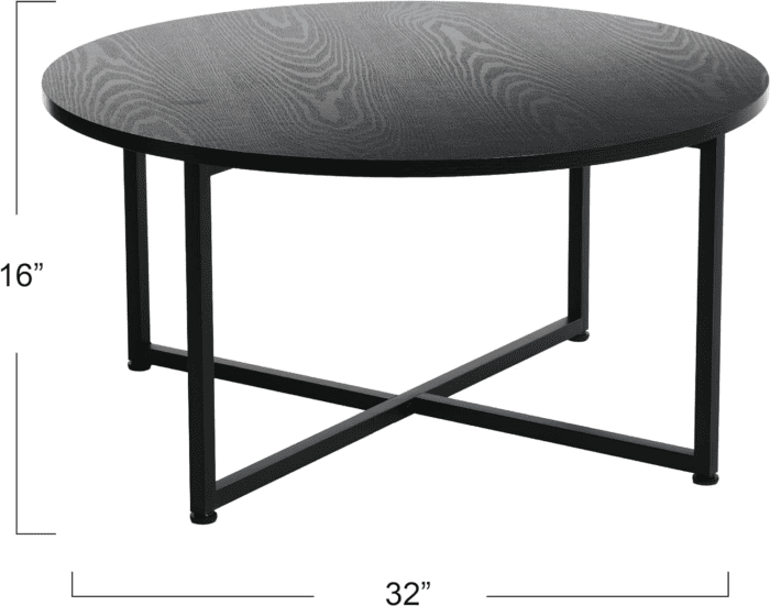 Jamestown round Coffee Table Black Oak Wood Grain and Black Metal - Image 3