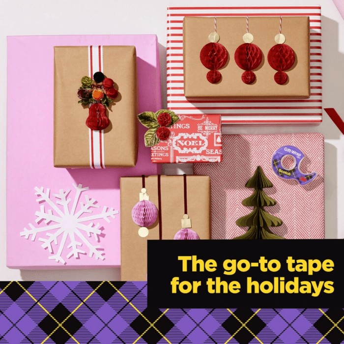 Gift Wrap Tape, Invisible, Holiday Gift Wrapping Supplies for Christmas Presents and Gift Bags, 0.75 In. X 650 In., 6 Tape Rolls with Dispensers - Image 6