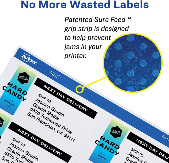 Printable Shipping Labels with Sure Feed, 3-1/3" X 4", White, 600 Blank Mailing Labels for Laser Printers (5164) - Image 2