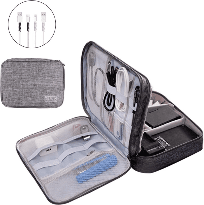 Electronics Organizer,  Electronic Accessories Bag Travel Cable Organizer Three-Layer for Ipad Mini, Kindle, Hard Drives, Cables, Chargers - Image 7