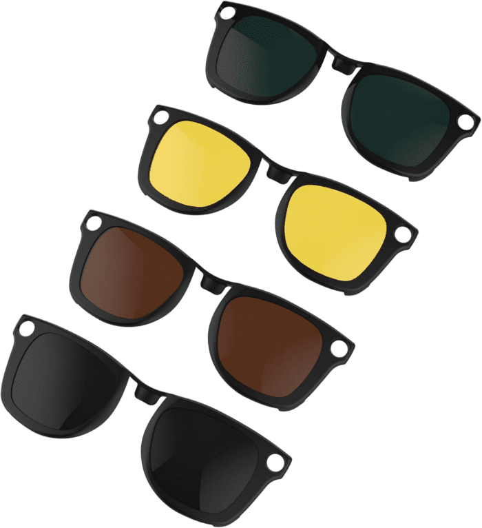 Polarized Clip Compatible with Ray-Ban Meta Wayfarer(Standard) Smart Glasses Color Changing Clip Set for Man and Woman 50-22 Size M(Dark Green, Night Vision Yellow, Black, Brown)