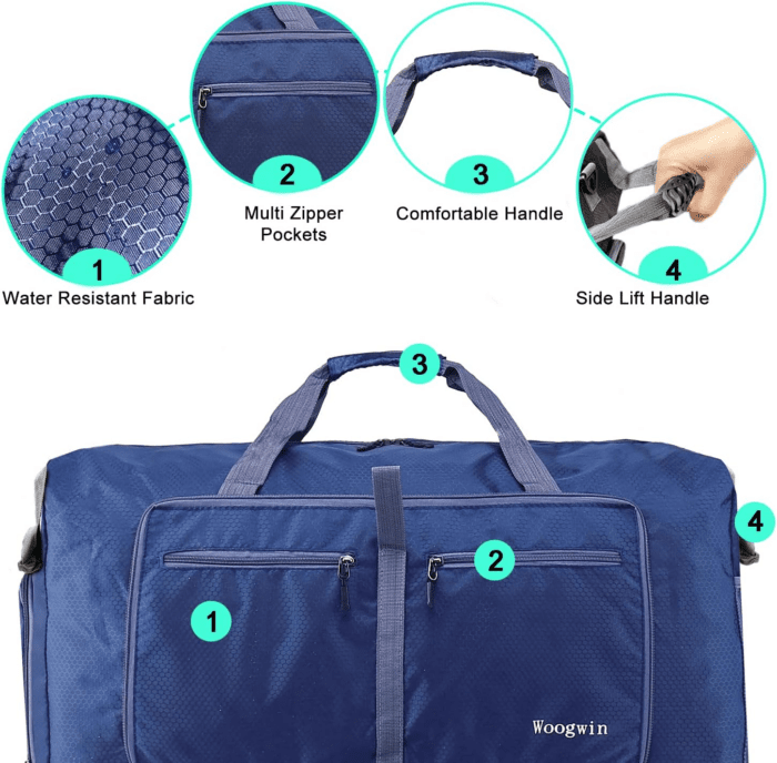 Travel Duffel Bag Large Foldable Waterproof Overnight Bag for Beach Swim Bags Pool Sports Gym - Image 4