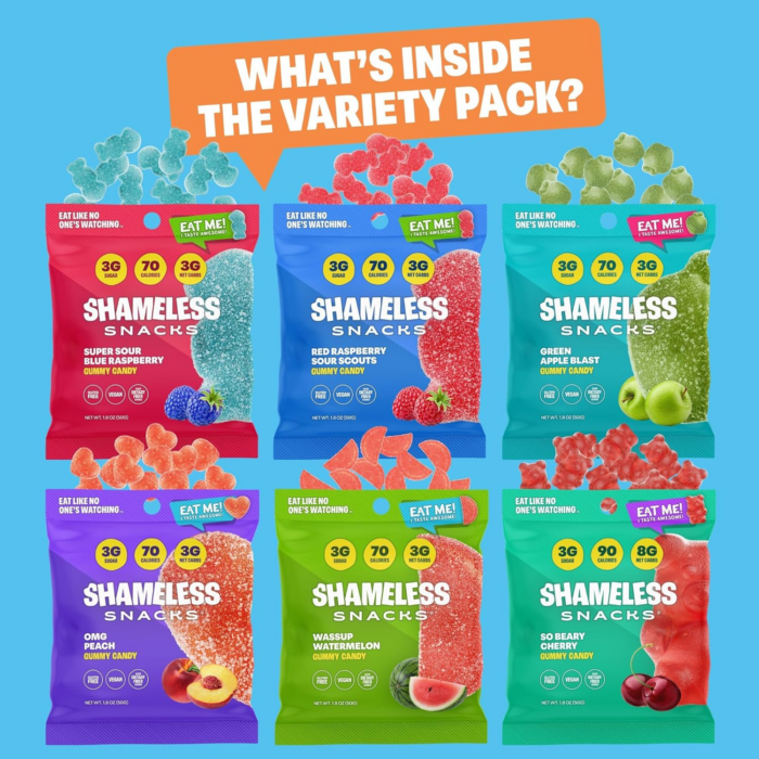 Snacks - Healthy Low Calorie Snacks, Low Carb Keto Gummies (Gluten Free Candy) - 6 Pack Super Variety Pack - Image 8