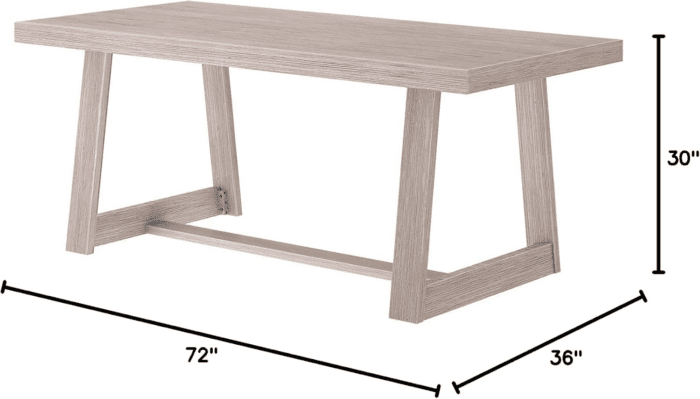 72 Inch Farmhouse Dining Table, Solid Wood Rustic Kitchen Table, Large Wooden Rectangular Dinner Table for Dining Room, Home Office, Living Room Furniture, Easy Assembly, Seashell Wirebrush - Image 2