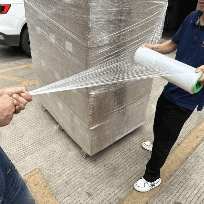 2-Pack Clear Stretch Wrap 18" X 1000 Feet 80 Gauge Industrial Strength with Plastic Handle, Plastic Pallet Supplies Durable Self-Adhering for Packing, Moving, Heavy Duty Shrink Film Rolls - Image 4