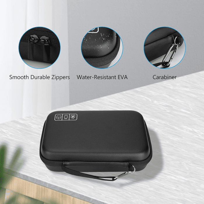 Hard Travel Electronic Organizer Case for Macbook Power Adapter Chargers Cables Power Bank Apple Magic Mouse Apple Pencil USB Flash Disk SD Card Small Portable Accessories Bag -L, Black - Image 7