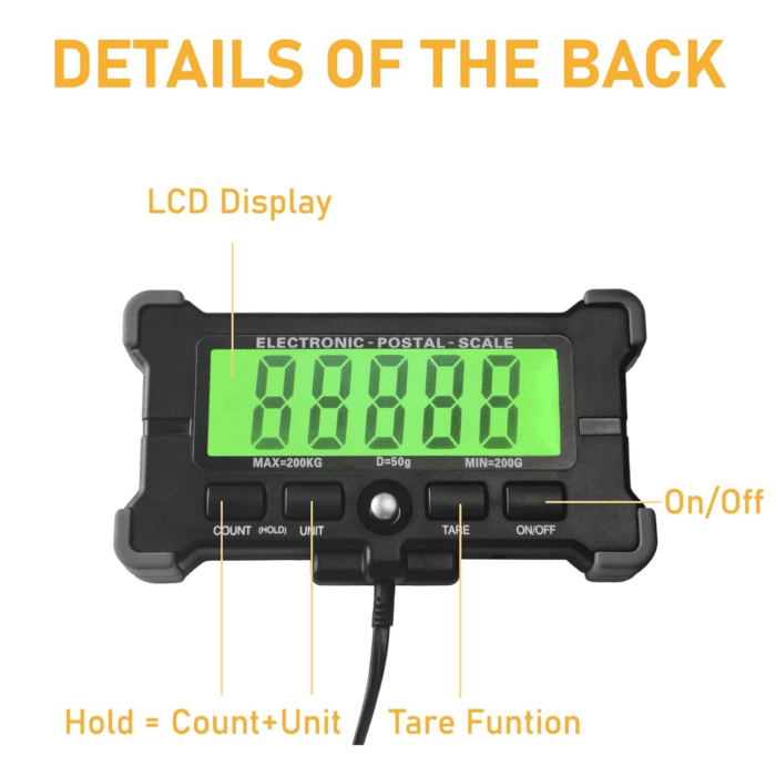 440Lbs X 0.2Oz High Accuracy Digital Postal Scale with Hold, Count and Tare Function, Shipping Scale for Packages/Postage/Luggage/Small Business, Battery and AC Adapter Powered - Image 6