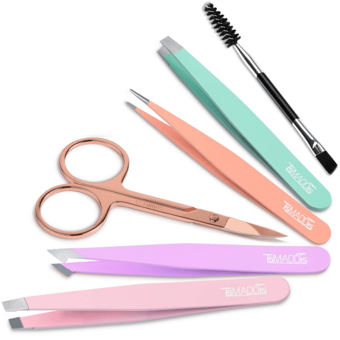 6 PCS Tweezers Set for Women, Eyebrow Tweezers with Curved Scissor for Ingrown Hair, Hair Plucking Daily Beauty Tools with Leather Travel Case - Image 8