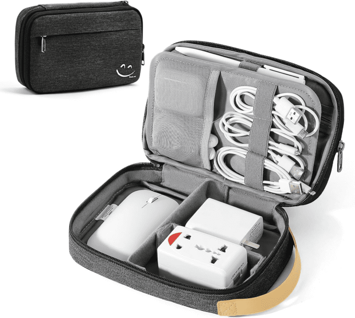 Travelkin Cord Organizer Travel, Electronic Organizer Travel Case, Cable Organizer Bag for Cords,Chargers Phone, Sd Card,Usbs (Black)