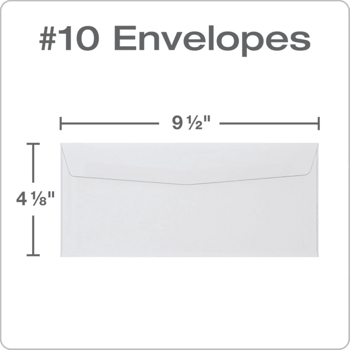 #10 Envelopes, Letter Size White Mailing Envelopes, 4-1/8X9-1/2 Inch, No Window Business Envelopes, Gummed Closure, 500/Box (QUA90020) - Image 4