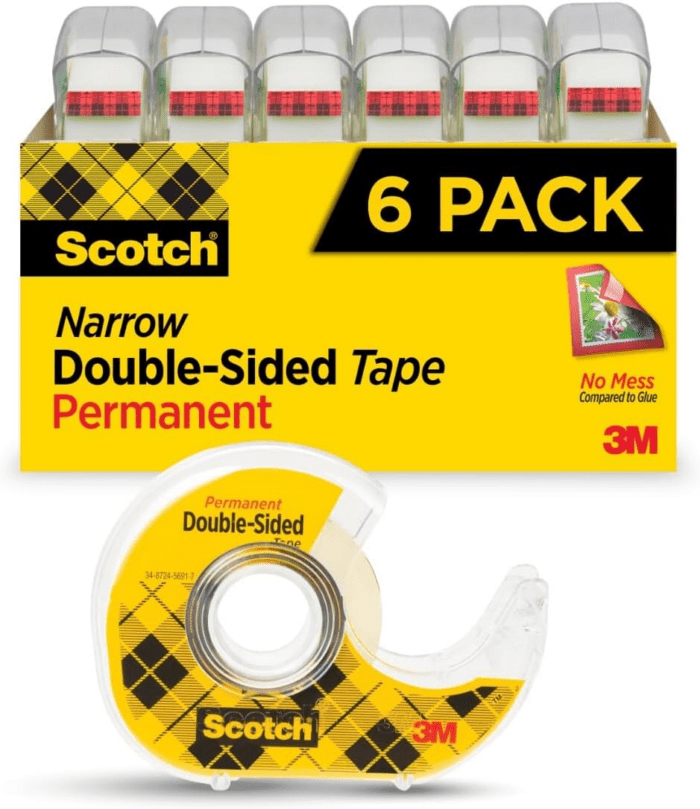 Double Sided Tape, Trusted Favorite, Engineered for Office and Home Use, 1/2 X 500 Inches, 6 Dispensers/Pack (6137H-2PC-MP)