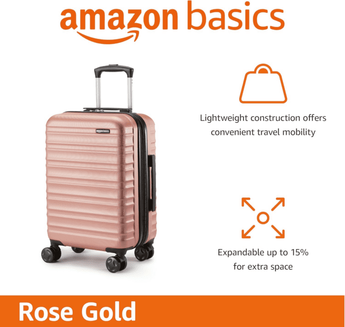 21-Inch Hardside Carry-On Luggage, Hardshell Suitcase with Wheels, Expandable for up to 25% More Space, with Scratch-Resistant Surface, Four Multi-Directional Wheels, Rose Gold - Image 2