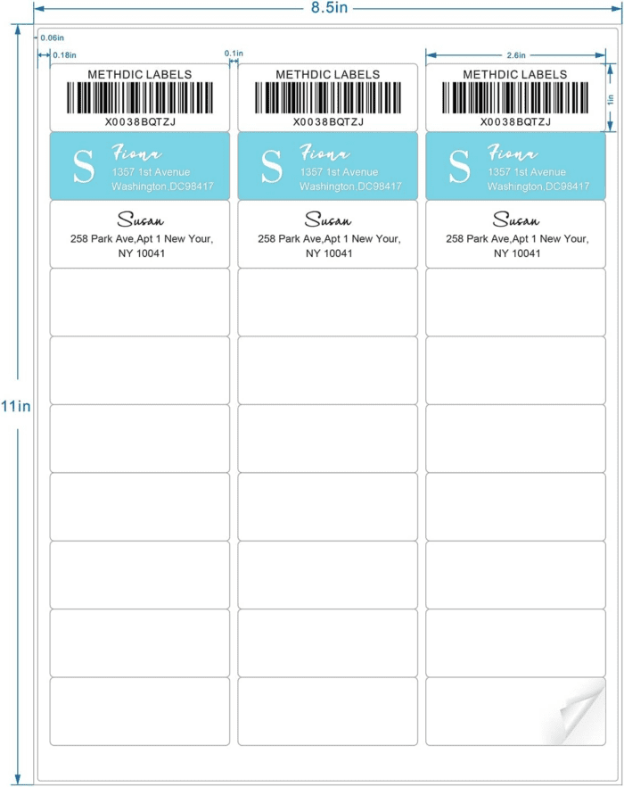 Address Labels 1" X 2-5/8" 900 Labels Sticker Paper for Laser/Ink Jet Printer Mailing Labels 8.5"×11" White 30 per Sheet - Image 2