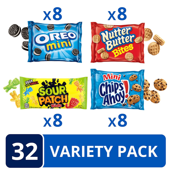 Mini Cookies, CHIPS AHOY! Mini Cookies, SOUR PATCH KIDS Candy & Nutter Butter Bites Cookies & Candy Variety Pack, 32 Snack Packs - Image 2