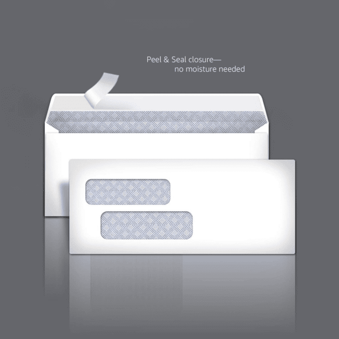 #9 Envelopes with Peel and Seal, Double Window, Security Tinted, 500-Pack, 1 X 3.88 X 8.8 Inch, White - Image 2