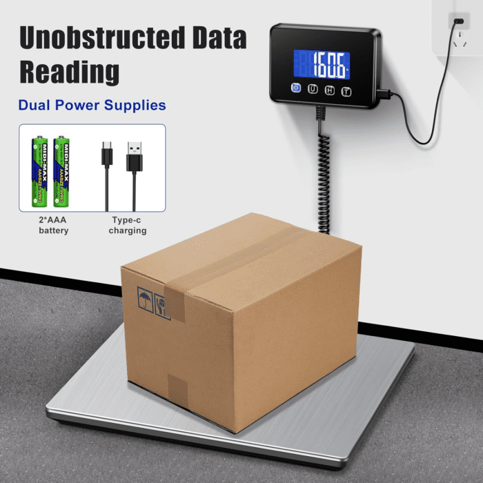 Shipping Scale, 660Lbs Heavy Duty Digital Postal Scale for Packages, 0.35Oz High Accurate Postage Scale for Small Business, Luggage, Home Use, Battery & Charging Cable Include - Image 6