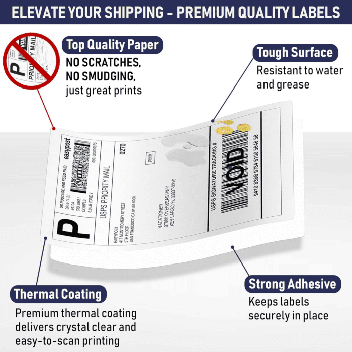 Thermal Shipping Labels Compatible with Dymo Labelwriter 4XL 1744907 4X6 Internet Postage Labels, Water Resistant, Strong Adhesive, Perforated, 220 per Roll, NOT for 5XL (4 Pack) - Image 5