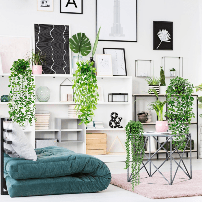 Artificial Hanging Plants for Shelf, 4 Pack Fake Potted Greenery Faux Eucalyptus Vine, Mandala Vine, String of Pearls,Pea Pod Leaves in Pot for Office Living Room Bathroom Indoor Outdoor Décor - Image 5