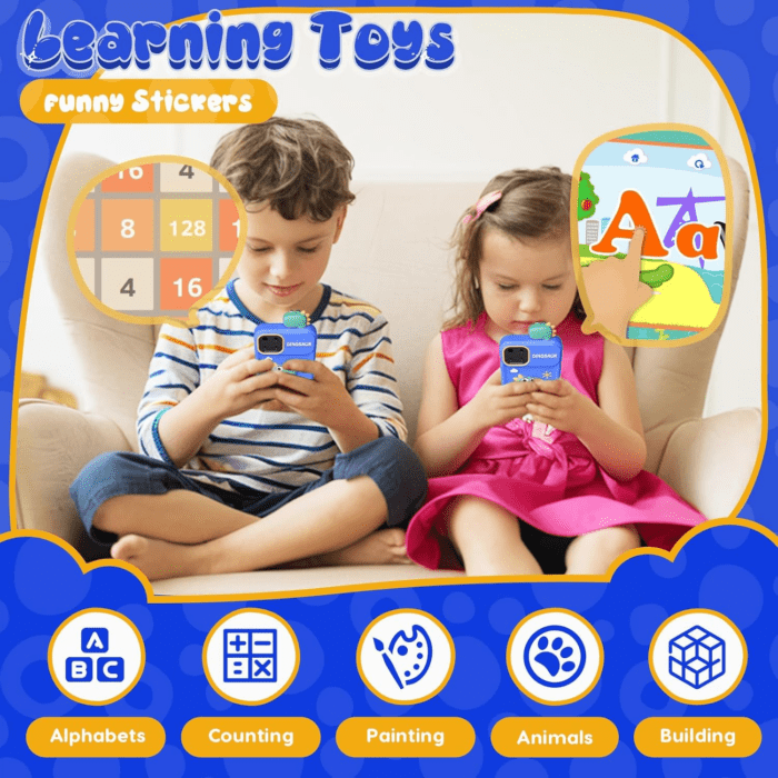 Kids Smart Phone Toys for Boys,Dinosaurs Gift Toys for Boys Ages 3-9 Christmas Birthday Gifts Mini Smart Phone Toys with 2.8" Touchscreen 16 Learning Games Dual Camera Music Player, 8G SD Card - Image 6