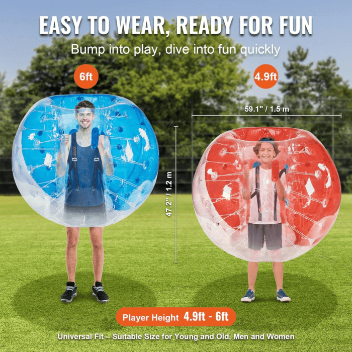 Inflatable Bumper Balls 2-Pack, 5FT/1.5M Body Sumo Zorb Balls for Teen & Adult, 0.8Mm Thick PVC Human Hamster Bubble Balls for Outdoor Team Gaming Play, Bumper Bopper Toys for Garden, Yard, Park - Image 3