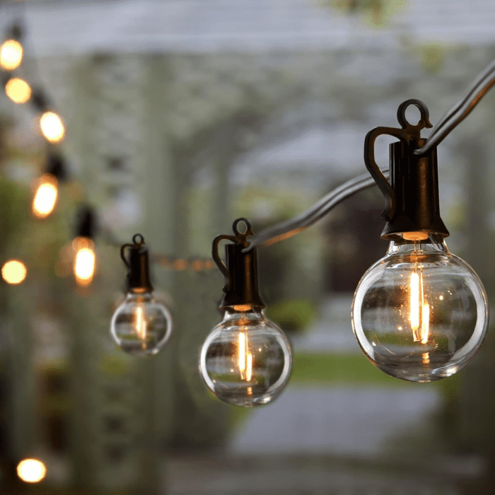 Outdoor String Lights - Connectable Dimmable LED Patio String Lights with G40 Globe Plastic Bulbs, All Weatherproof Hanging Lights for outside Backyard Porch (50 Ft - 25 LED Bulbs)