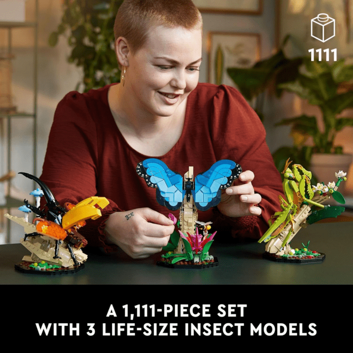 Ideas the Insect Collection, Fun Gift for Nature Lovers, with Life-Size Blue Morpho Butterfly, Hercules Beetle and Chinese Mantis Display Models, Bug Building Set and Nature Décor, 21342 - Image 2