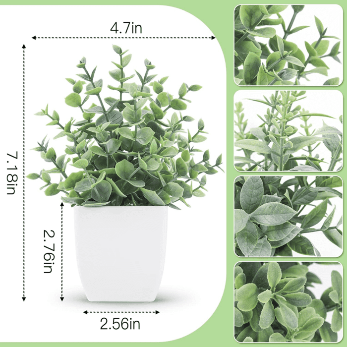 4 Pack Fake Plants Mini Artificial Greenery Potted Plants for Home Decor Indoor Office Table Room Farmhouse - Image 2