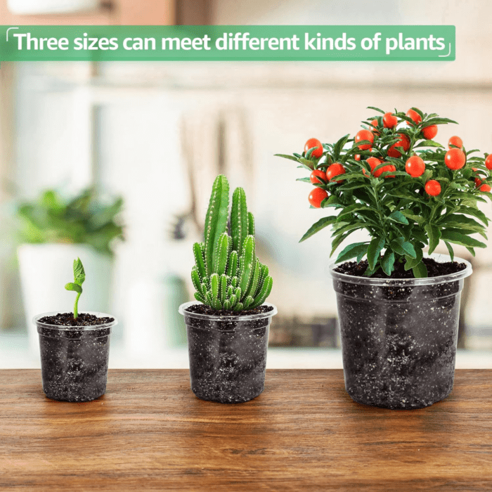 36 Packs 5/4/3.5 Inch Reinforced Clear Nursery Pots with Drainage Hole, Transparent Variety Pack Plastic Plant Pot Seedling Planter Seed Starter Flower - Image 6