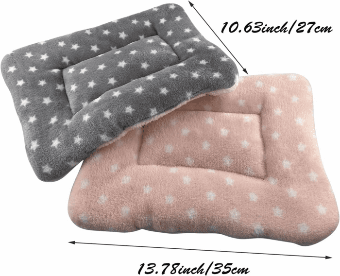 Small Animal Plush Bed, Bunny Bed, for Bunny, Squirrel, Hedgehog, Pink and Gray 2Pcs. - Image 2