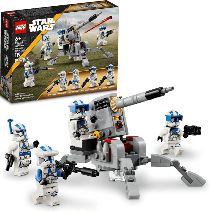 Star Wars 501St Clone Troopers Battle Pack Toy Set, Buildable AV-7 anti Vehicle Cannon, with 4 Clone Trooper Minifigures, Portable Travel Toy, Great Birthday Gift for Kids Ages 6 and Up, 75345